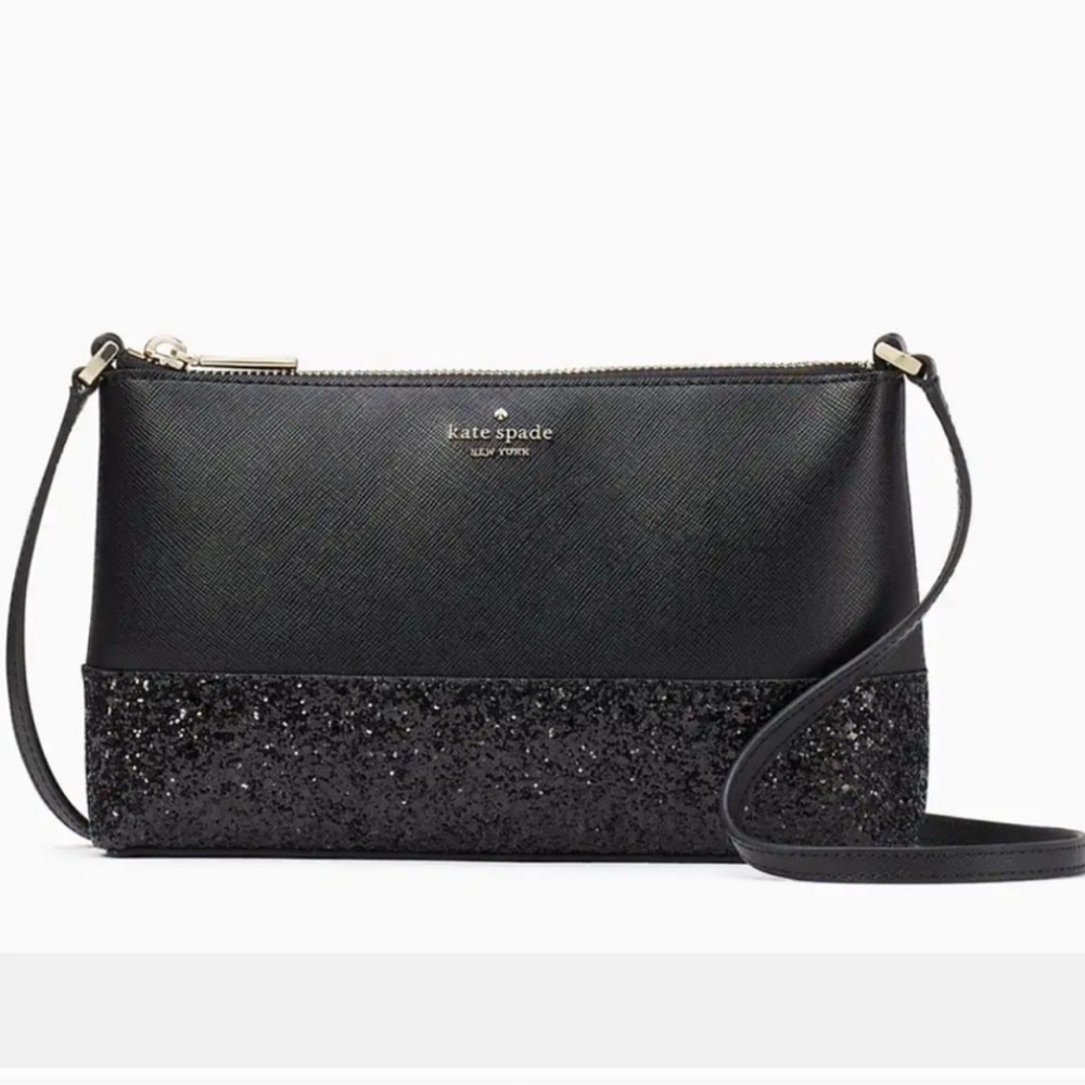 NWT Kate Spade Black Glitter Crossbody
